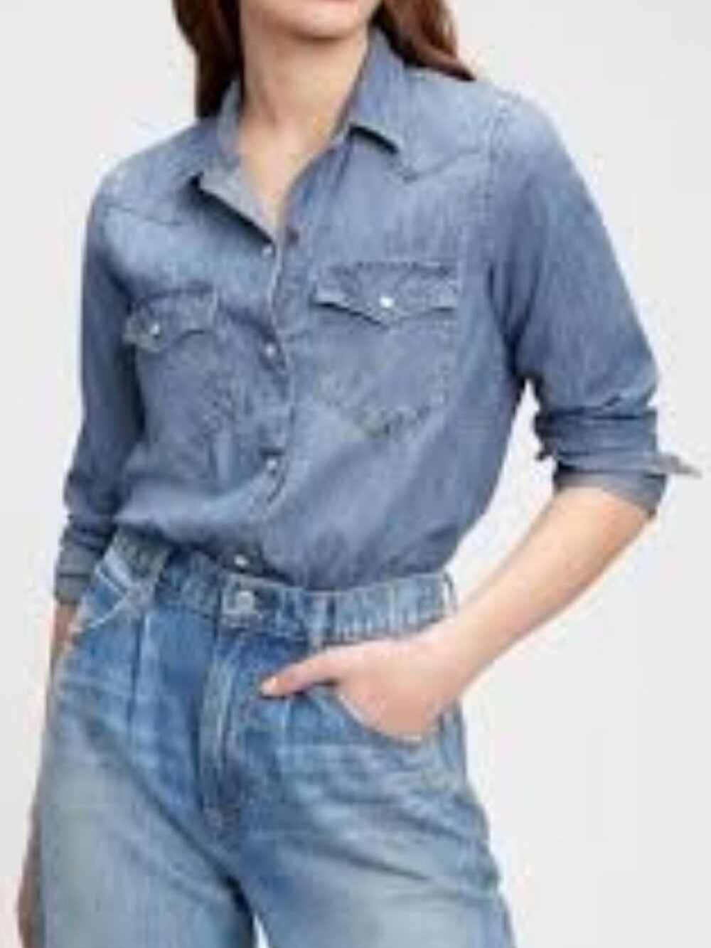 Gap denim Western shirt blue women's size XL